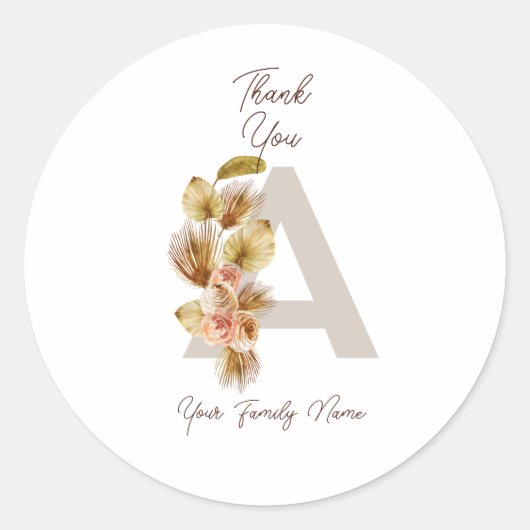 Aangepaste Boho-bedanklabels – Roestige bloemenges Ronde Sticker (Voorkant)