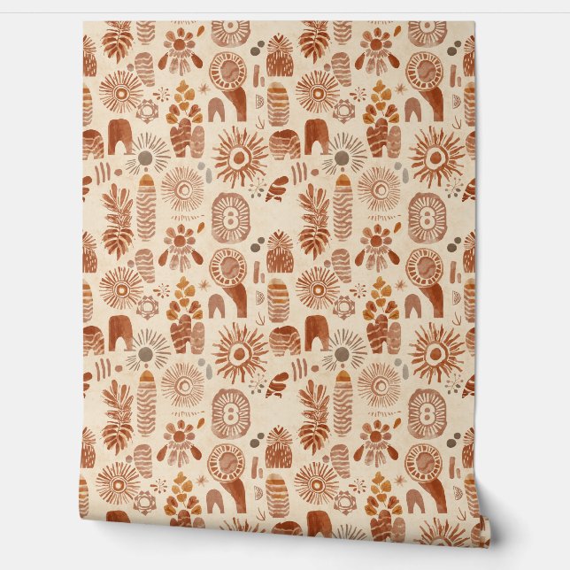 Aangepaste Boho Behang | Accent Muur Behang  (Afrollen)