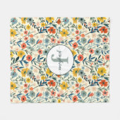 Aangepaste Boho Botanische Bloementuin Fleece Deke Deken (Voorkant (Horizontaal))