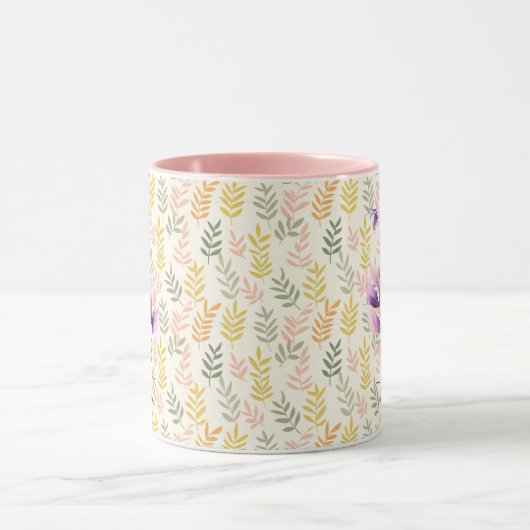 Aangepaste Boho Chic Floral Monogram Mok - I (Midden)