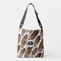 Aangepaste Boho Feather Monogram Cross-Body Bag