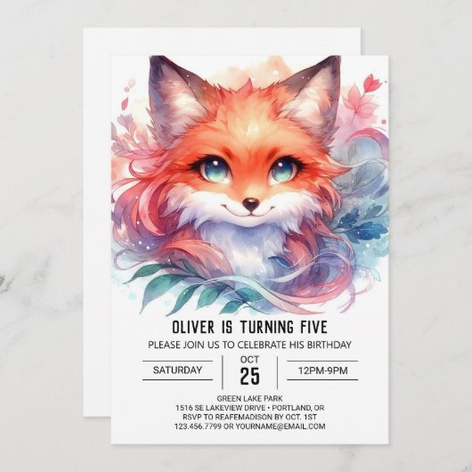 Aangepaste Boho Fox Verjaardag Kaart (Voorkant / Achterkant)