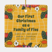 Aangepaste Boho Groovy Eerste Kerstfamilie van Vij Keramisch Ornament (Achterkant)