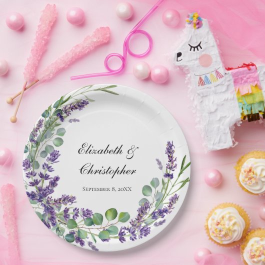 Aangepaste Boho Lavender Eucalyptus Weddenschap Papieren Bordje (Feest)