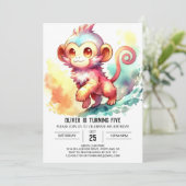 Aangepaste Boho Monkey Verjaardag Kaart (Staand voorkant)