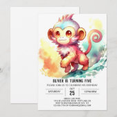 Aangepaste Boho Monkey Verjaardag Kaart (Voorkant / Achterkant)