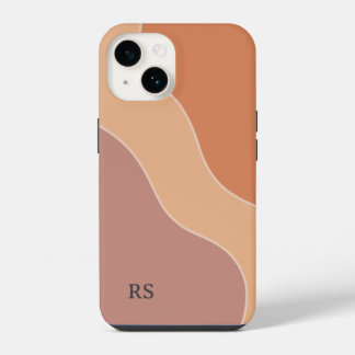 Aangepaste Boho Pastel Waves Monogram Zacht Sinaas iPhone 14 Hoesje
