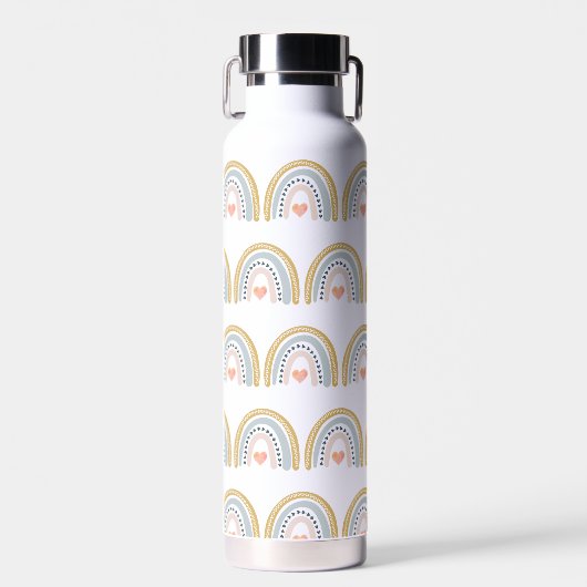 Aangepaste Boho Rainbow Pattern Waterverf Waterfles (Voorkant)