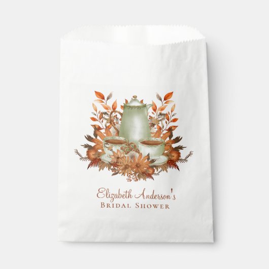 Aangepaste Boho Terracotta Bloemige Salie Thee Par Bedankzakje (Voorkant)