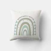 Aangepaste Boho Waterverf Blue Rainbow Nursery Kussen (Achterkant)