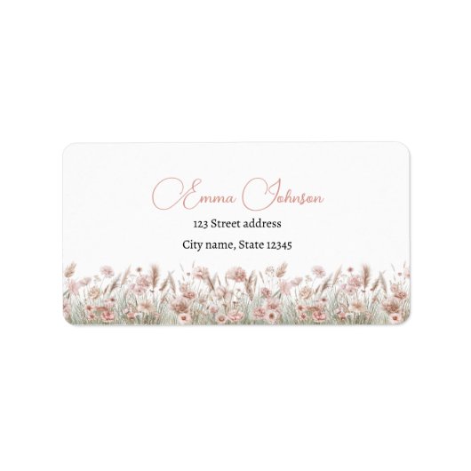 Aangepaste Boho Wilde Bloem Retouradreslabels Etiket (Voorkant)