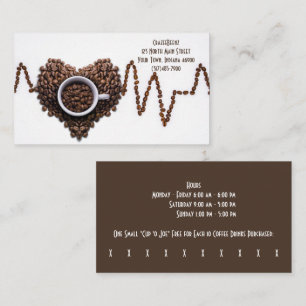Aangepaste bonen hart koffie Shop & Punch Visitekaartje