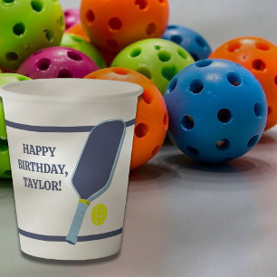Aangepaste boodschap verjaardag voor pickleballspe papieren bekers