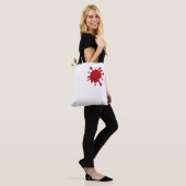 Aangepaste boodschappentas – Rode spatprint Draagtas (Op model)
