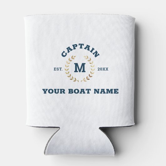 Aangepaste Boot Kapitein Monogram Gouden Laurel Na Blikjeskoeler (Achterkant)