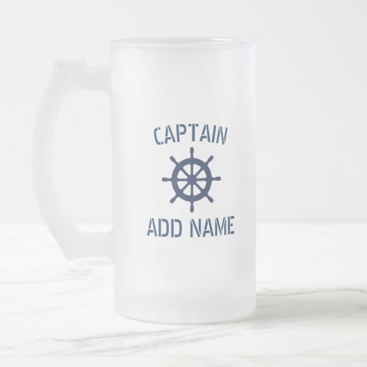 Aangepaste bootkapitein naam nautisch bier stein matglas bierpul (Links)