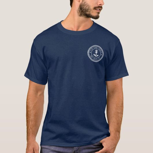Aangepaste bootnaam en verzendregistratie Nautical T-shirt (Voorkant)