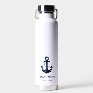 Aangepaste bootnaam & geschat jaar Marineanker Wit Waterfles