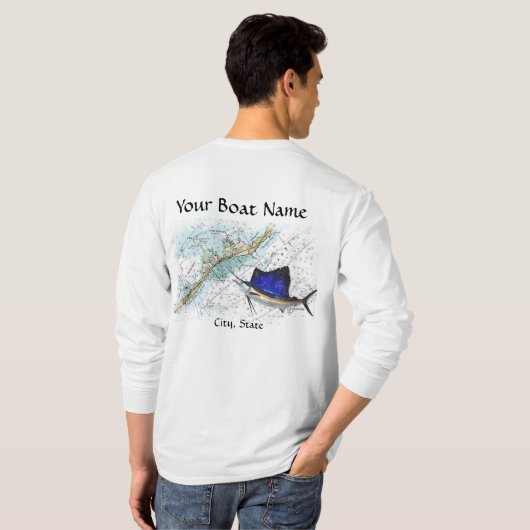 Aangepaste bootnaam met grafiek en zeeduivel t-shirt (Achterkant volledig)
