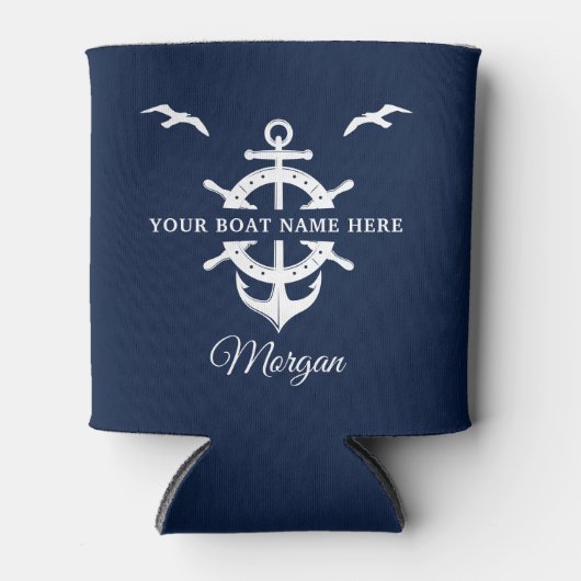 Aangepaste bootnaam Scheepswerf wielanker Nautical Blikjeskoeler (Voorkant)