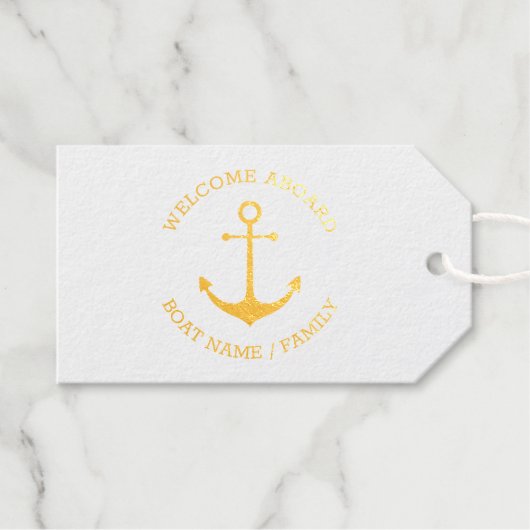 Aangepaste bootnaam Welkom aan boord nautisch anke Cadeaulabels (Voorkant (horizontaal))