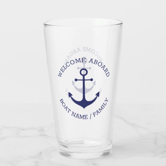 Aangepaste bootnaam Welkom aan boord nautisch anke Glas (Achterkant)