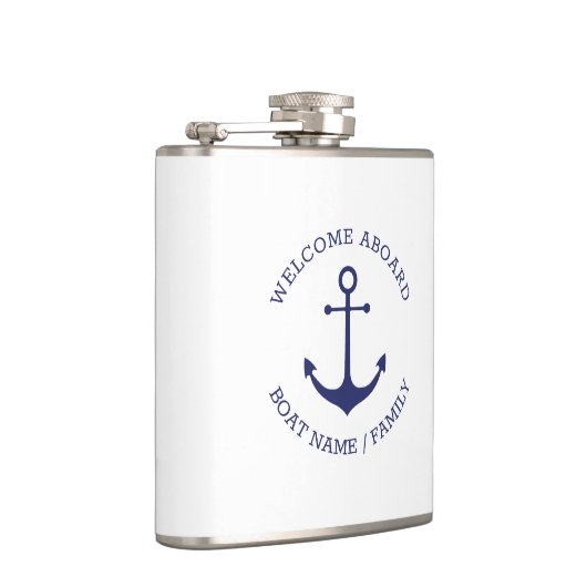 Aangepaste bootnaam Welkom aan boord nautisch anke Heupfles (Rechts)