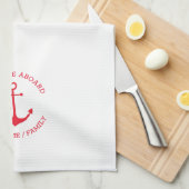 Aangepaste bootnaam Welkom aan boord nautisch anke Theedoek (Quarter Fold)