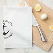 Aangepaste bootnaam Welkom aan boord nautisch anke Theedoek (Quarter Fold)