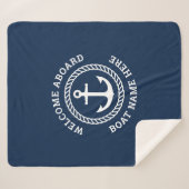 Aangepaste bootnaam welkom aan boord van anker en  sherpa deken (Voorkant (horizontaal))