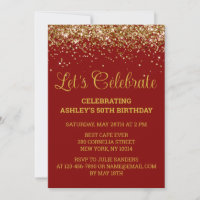 Aangepaste bordeauxrood & goud glitters 50ste verj