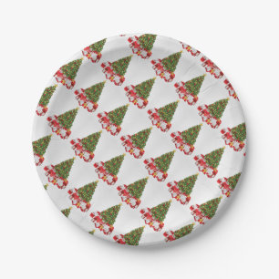 Aangepaste Borden papier met kerstbomen Papieren Bordje