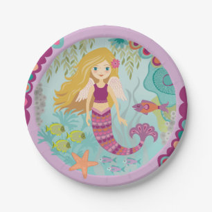 Aangepaste Borden voor Mermaid Birthday-papier Papieren Bordje