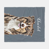 Aangepaste Border Collie Dog gepersonaliseerde tek Fleece Deken (Voorkant (Horizontaal))
