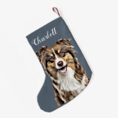 Aangepaste Border Collie Dog gepersonaliseerde tek Kleine Kerstsok (Achterkant (Hangend))