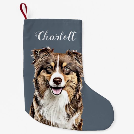 Aangepaste Border Collie Dog gepersonaliseerde tek Kleine Kerstsok (Voorkant)