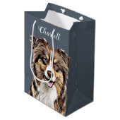 Aangepaste Border Collie Dog gepersonaliseerde tek Medium Cadeauzakje (Voorkant Gekanteld)