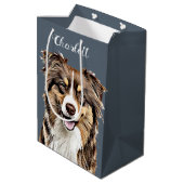 Aangepaste Border Collie Dog gepersonaliseerde tek Medium Cadeauzakje (Achterkant Gekanteld)