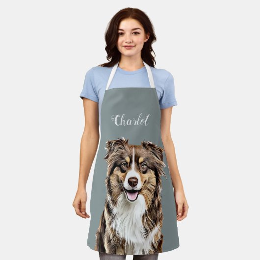 Aangepaste Border Collie Dog gepersonaliseerde tek Schort (Gedragen)