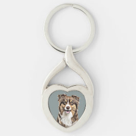 Aangepaste Border Collie Dog gepersonaliseerde tek Sleutelhanger