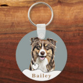 Aangepaste Border Collie Hond Gepersonaliseerd Get Sleutelhanger (Voorkant)
