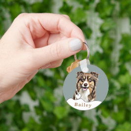 Aangepaste Border Collie Hond Gepersonaliseerd Get Sleutelhanger