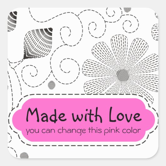 Aangepaste borduurnaainaainaaibloemen vierkante sticker (Voorkant)