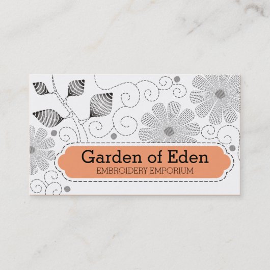 Aangepaste borduurnaainaainaaibloemen visitekaartje (Voorkant)