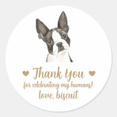 Aangepaste Boston Terrier Dog bruiloft gunst Stick Ronde Sticker (Voorkant)