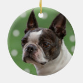 Aangepaste Boston Terrier Dog Foto Keramisch Ornament (Achterkant)