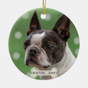 Aangepaste Boston Terrier-hondsfoto Keramisch Ornament