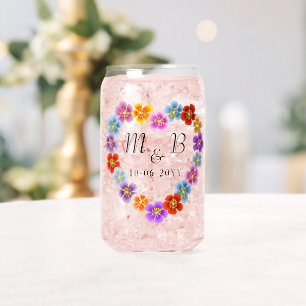 Aangepaste Botanische Boho Bloemen Hart Lei Krans Blikvorm Glas