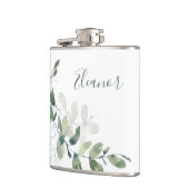 Aangepaste botanische eucalyptus boho bruiloftsges heupfles (Links)