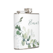 Aangepaste botanische eucalyptus boho bruiloftsges heupfles (Rechts)